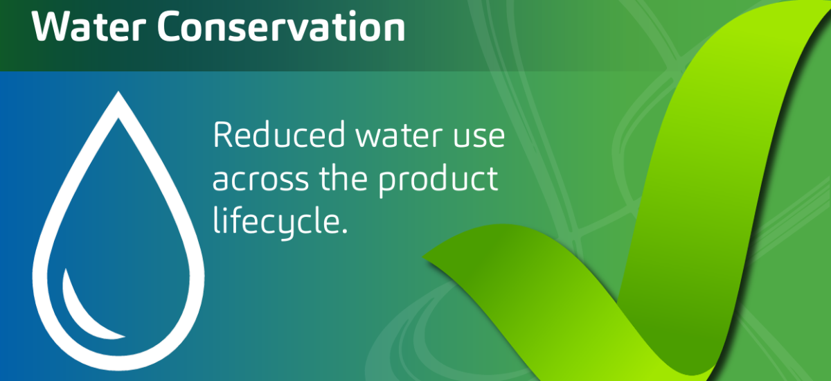 Reduced water use across the product lifecycle.